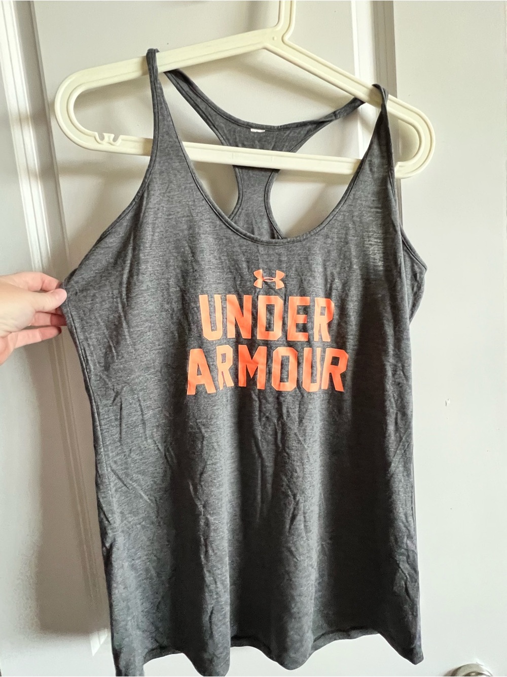 Under Armour Gray Tank with Orange Logo - Women's Racerback